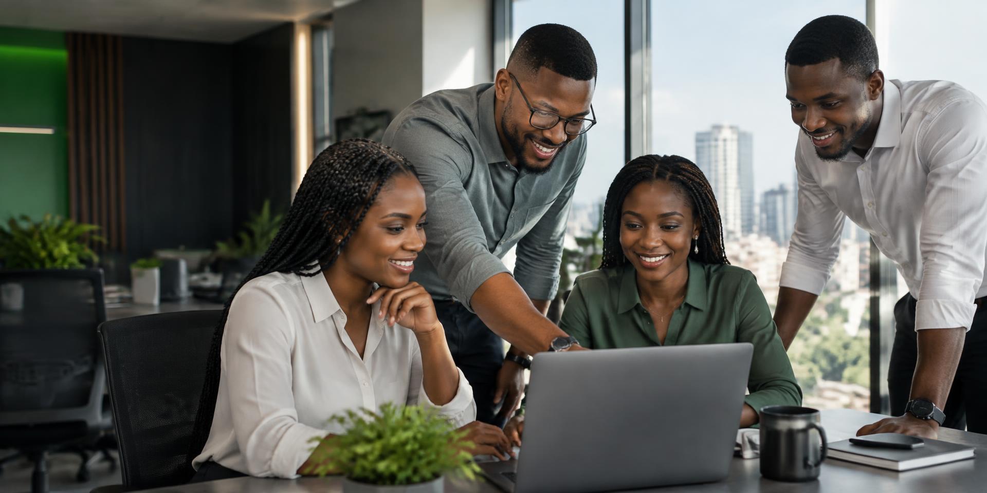GIG WISP professionals collaborating around a laptop