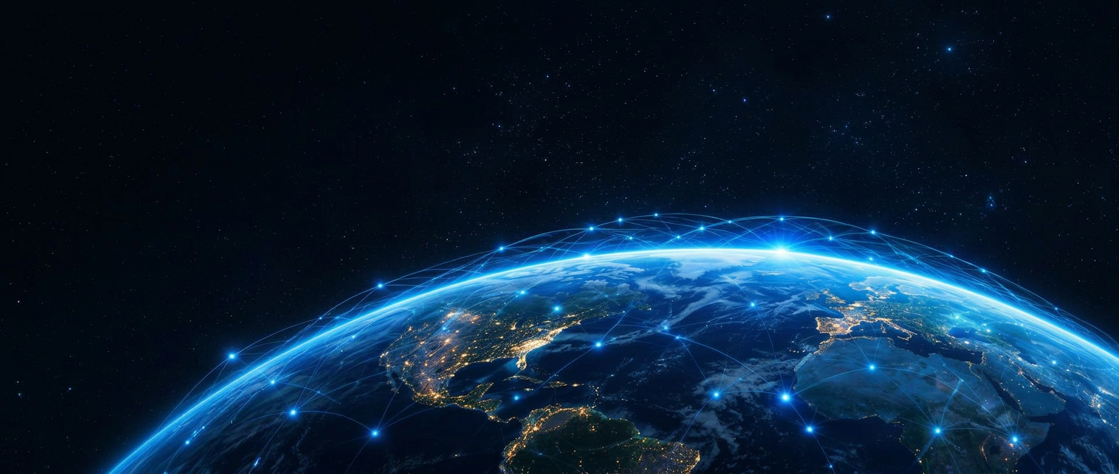 A digitally connected Earth viewed from space
